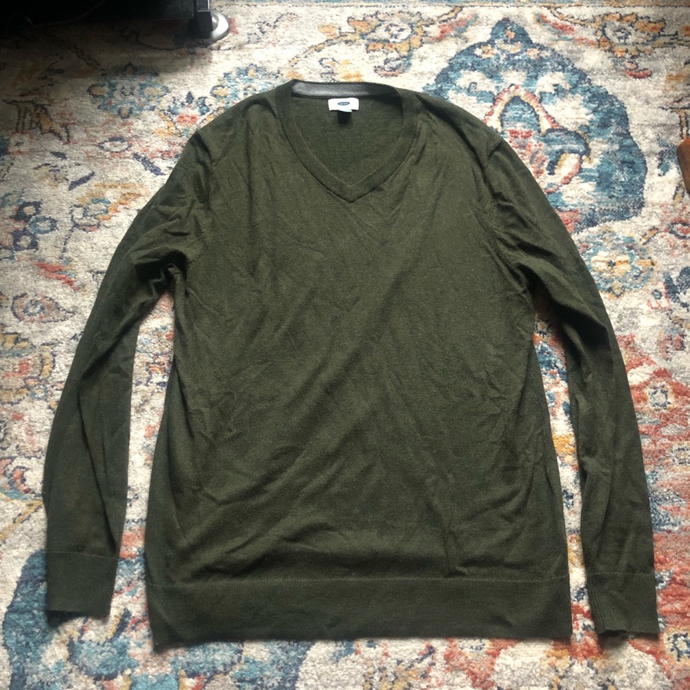 Dark Army green, old navy, v neck  sweater, large